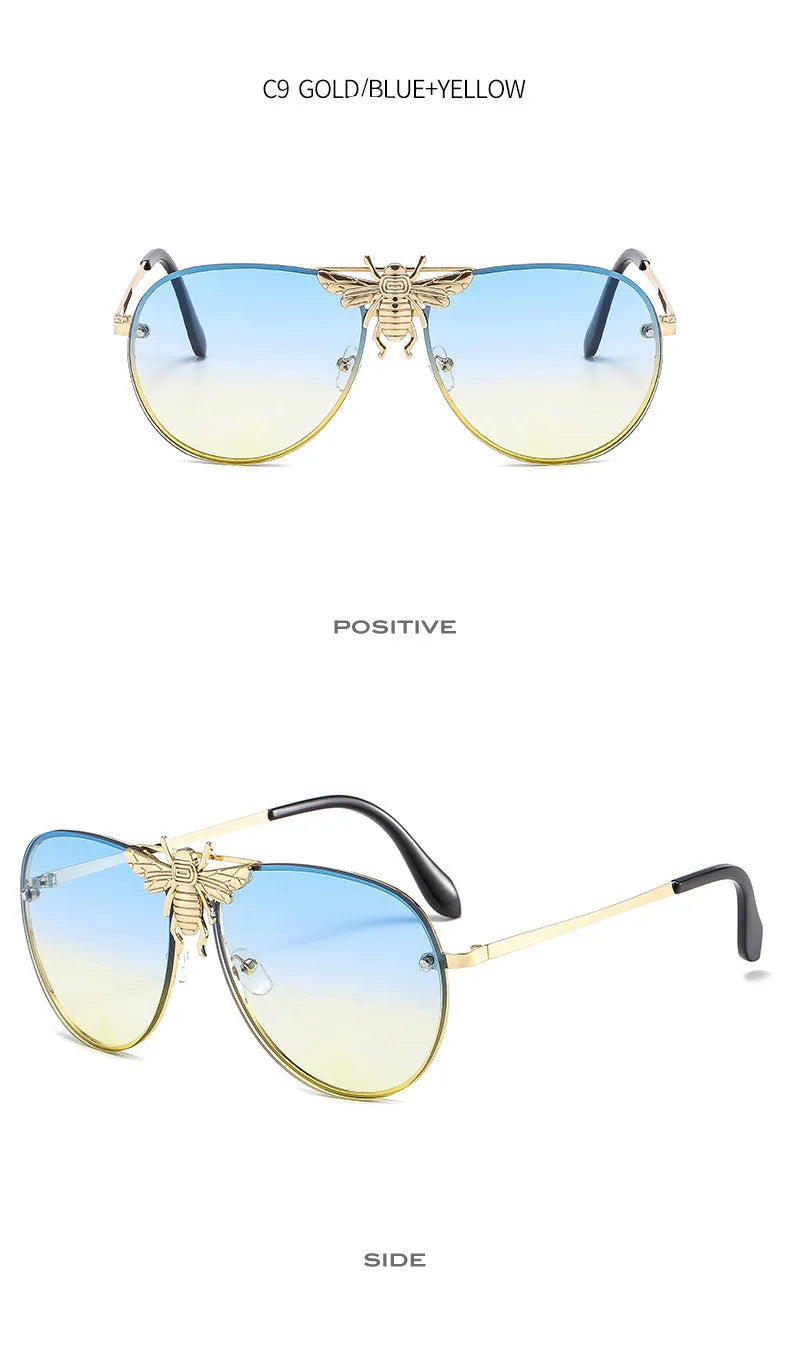2022 Fashion Modern Oversized Sunglasses For Women Men Luxury Designer Sun Glasses Bee Decoration Trengding Shades UV400
