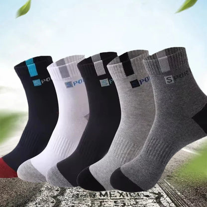 2/5/10 Pairs Men Knitted Anti Odor Round Neck Socks Sports Sweat Absorbing Breathable Soft Comfortable Business Casual Socks