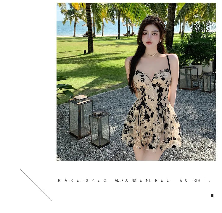2024 New Swimsuit for Women Soaking in Hot Springs, One-piece Skirt Style with Belly Covering, Slimming and Sexy Bikini Swimwear
