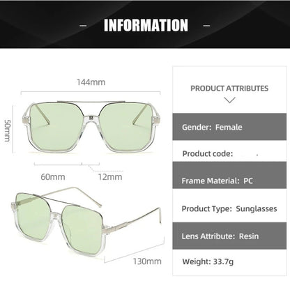 Women Vintage Oversized Sunglasses Fashion Men Square UV400 Shades Eyewear Unisex Trendy Ins Luxury Design Sun Glasses Goggles