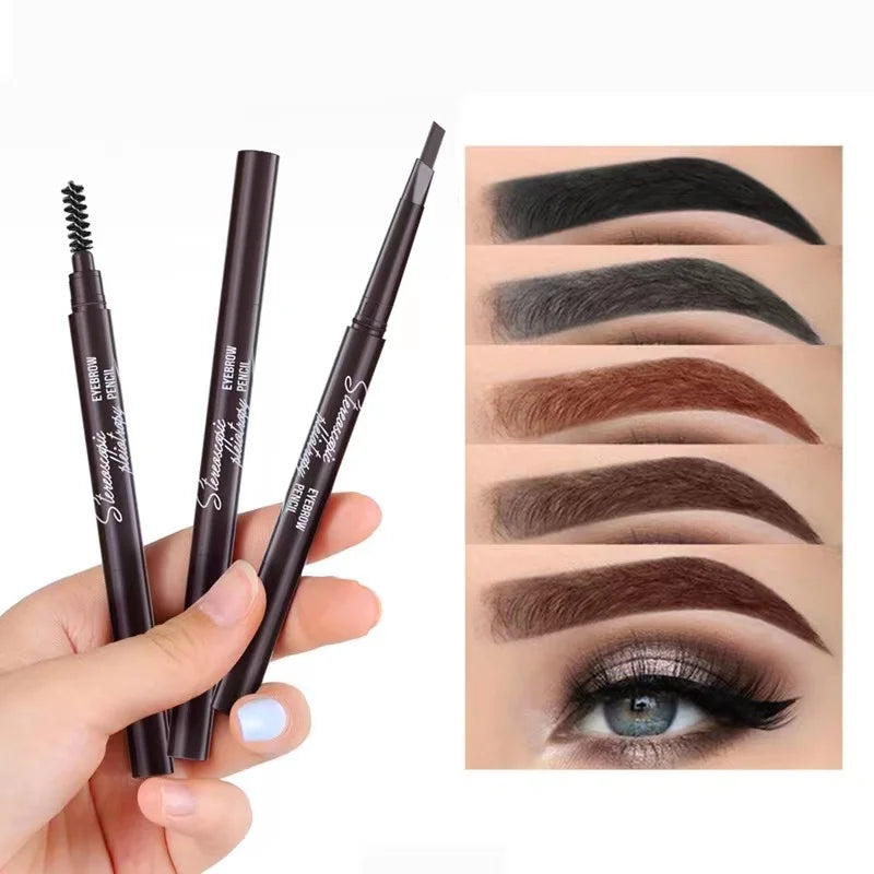 2 in 1 Eyebrow pencil professional Cosmetics makeup for women 5 Colors Waterproof Eyebrow Tattoo brush Long Lasting eyebrow pen