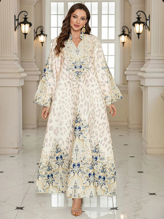 Summer Party Dress for Women Abaya Leopard Print Vestidos Largos 2025 Eid Muslim Caftan Robe Jalabiya Ramadan Morocco Kaftan