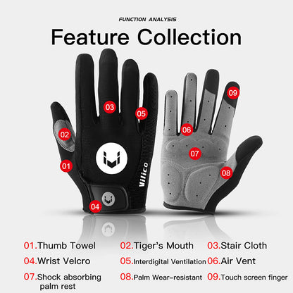 Cycling Anti-slip Full Finger Gloves MTB Bike Bicycle Gloves Pad Men Women Breathable Anti-shock Sports Gloves