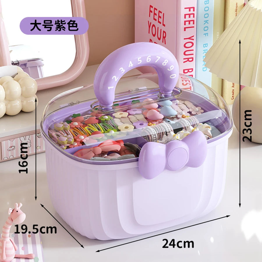 Hair Accessories Storage Box, Portable Makeup Organizer for Hair Clips, Hair Ties, Earrings, Bracelets, Necklaces