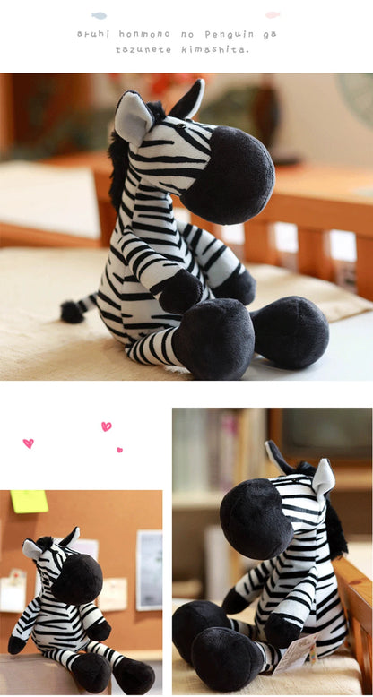 25CM Kawaii Jungle Animal Plush Toys Forest Animal Plush Dog Zebra Elephant Lion Fox Giraffe Children's Toys Doll Birthday Gift