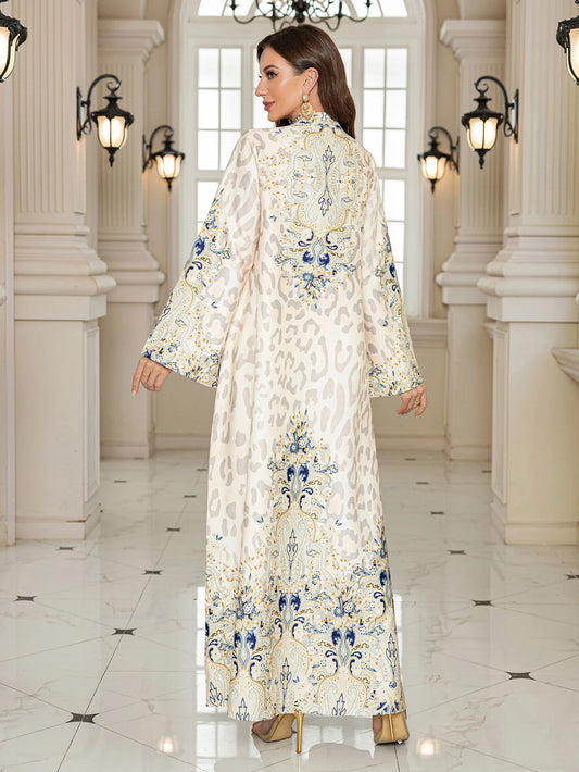 Summer Party Dress for Women Abaya Leopard Print Vestidos Largos 2025 Eid Muslim Caftan Robe Jalabiya Ramadan Morocco Kaftan