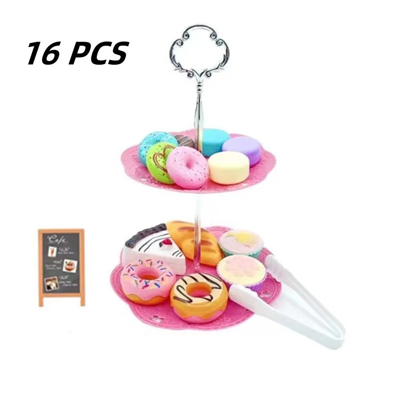 Kids DIY Pretend Play Kitchen Toys Simulation Afternoon Tea Set Food Coffee Machine Dessert  Puzzle Toys For Boys Girls Gift