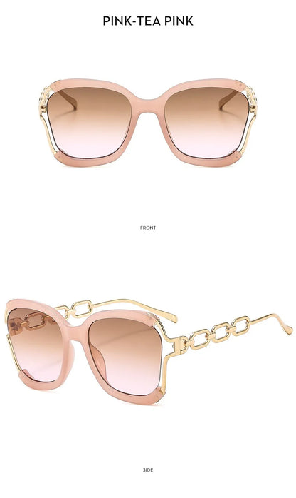 Designer Overisze Sunglasses For Woman Black Women's Fashion Metal Party Sun Glasses Big Frame Sale With Case Brown Green Red