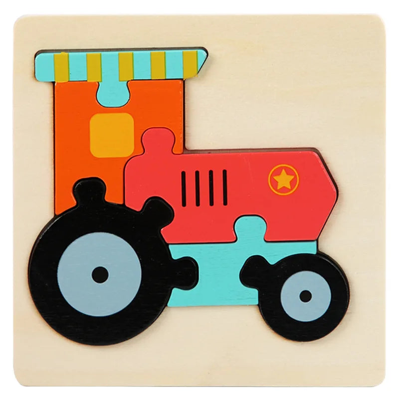 3D Wooden Baby Toys Puzzle Cartoon Animal Intelligence Cognitive Jigsaw Wood Puzzle Early Educational Toys For Baby
