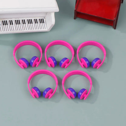 5pcs/set 1:12 Dollhouse Miniatures Accessories Headphones For Doll Toy Doll Earphone Dollhouse Furniture Decoration Accessories