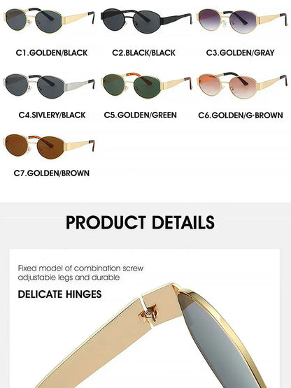 Luxury brand metal sunglasses for men and women unisex designer fashion sun glasses Oval unisex Stylish Eyewear shades UV400