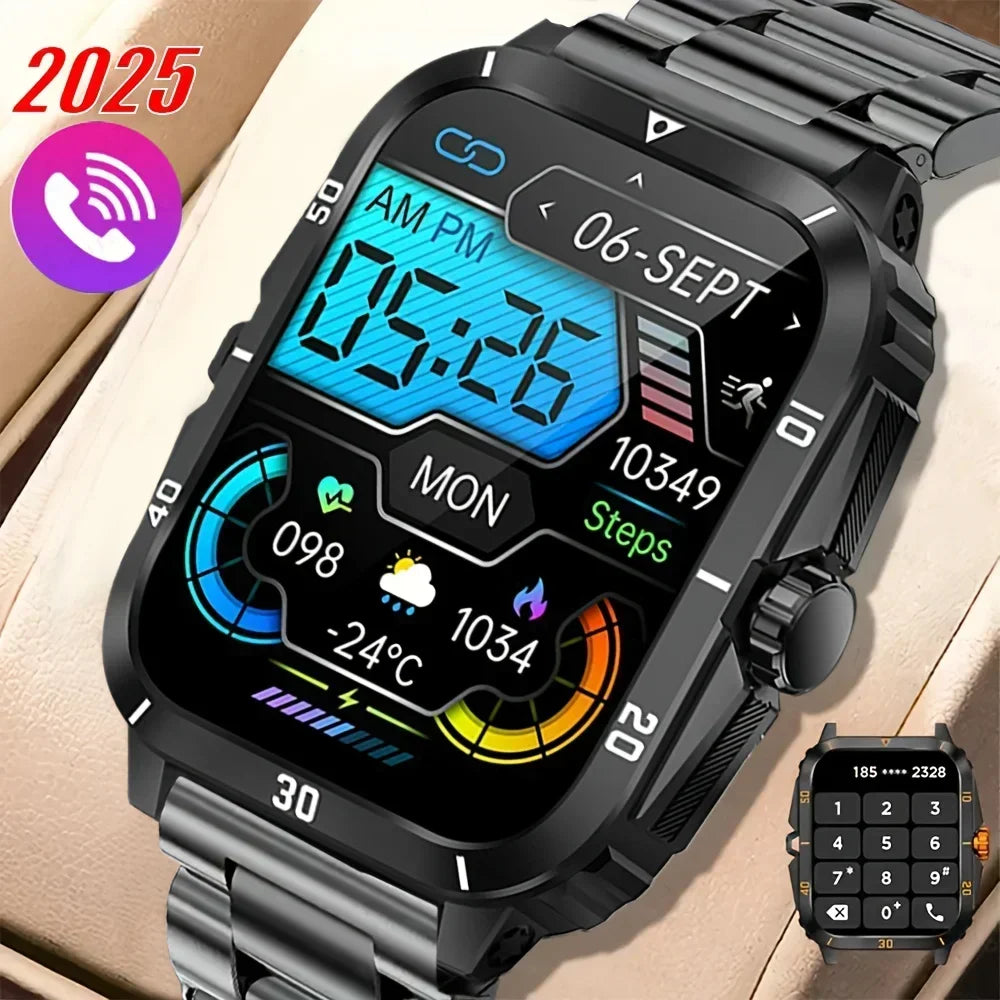 2025 New Smart Watch Sports Style USB Charging Alloy Case Stainless Steel Strap Wireless With Call Reminder Weather Function