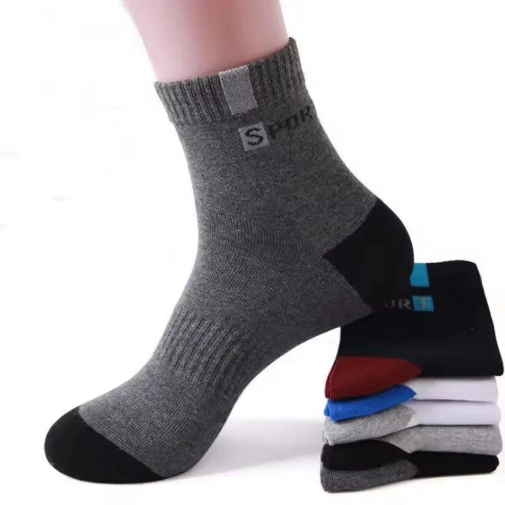 2/5/10 Pairs Men Knitted Anti Odor Round Neck Socks Sports Sweat Absorbing Breathable Soft Comfortable Business Casual Socks