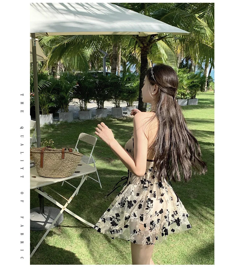2024 New Swimsuit for Women Soaking in Hot Springs, One-piece Skirt Style with Belly Covering, Slimming and Sexy Bikini Swimwear