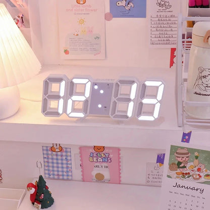 3D Digital Wall Clock Decoration for Home Glow Night Mode Adjustable Electronic Watch Living Room LED Clock Decor Clocks Garden
