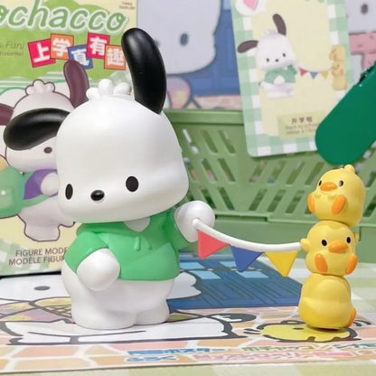 Sanrio Pochacco Go To School Cartoon Anime Figure Doll Model Decorate Action Figures Hobbies Children's Toys Christmas Gift