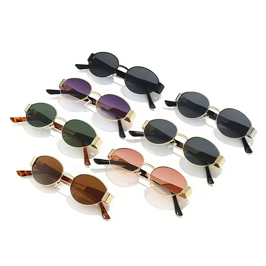 Luxury brand metal sunglasses for men and women unisex designer fashion sun glasses Oval unisex Stylish Eyewear shades UV400