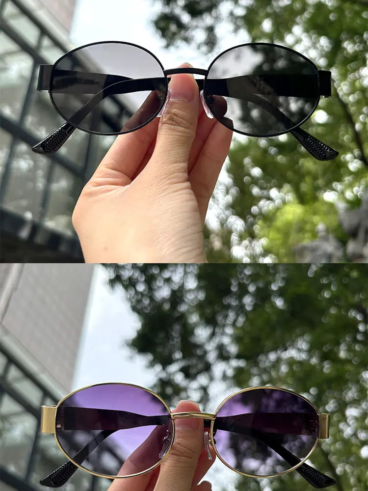 Luxury brand metal sunglasses for men and women unisex designer fashion sun glasses Oval unisex Stylish Eyewear shades UV400