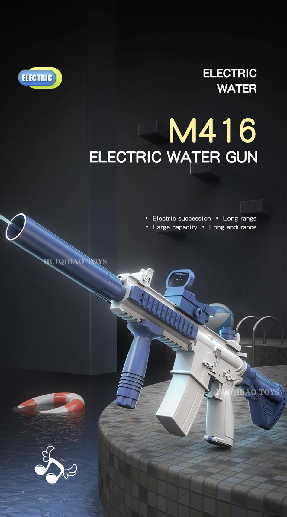 Kids M416 Auto Electric Water Gun Waters Fight Firing Pistol Toy Summer Outdoor Beach Shooting Game Children's Toys Boys Gifts