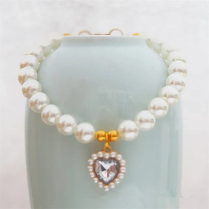 Adjustable Pet Pearl Necklace Accessories for Cats Gotas Animals Fashion Gem Sphynx Cat Collar Kitten Dog Collier Chat
