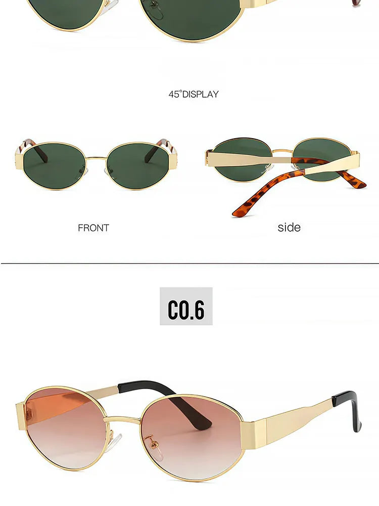 Luxury brand metal sunglasses for men and women unisex designer fashion sun glasses Oval unisex Stylish Eyewear shades UV400