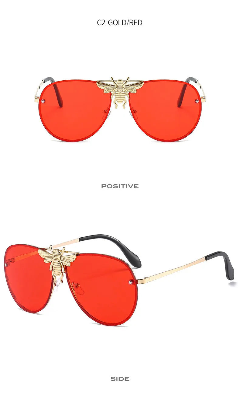 2022 Fashion Modern Oversized Sunglasses For Women Men Luxury Designer Sun Glasses Bee Decoration Trengding Shades UV400