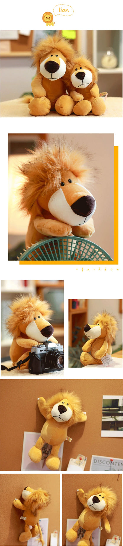 25CM Kawaii Jungle Animal Plush Toys Forest Animal Plush Dog Zebra Elephant Lion Fox Giraffe Children's Toys Doll Birthday Gift