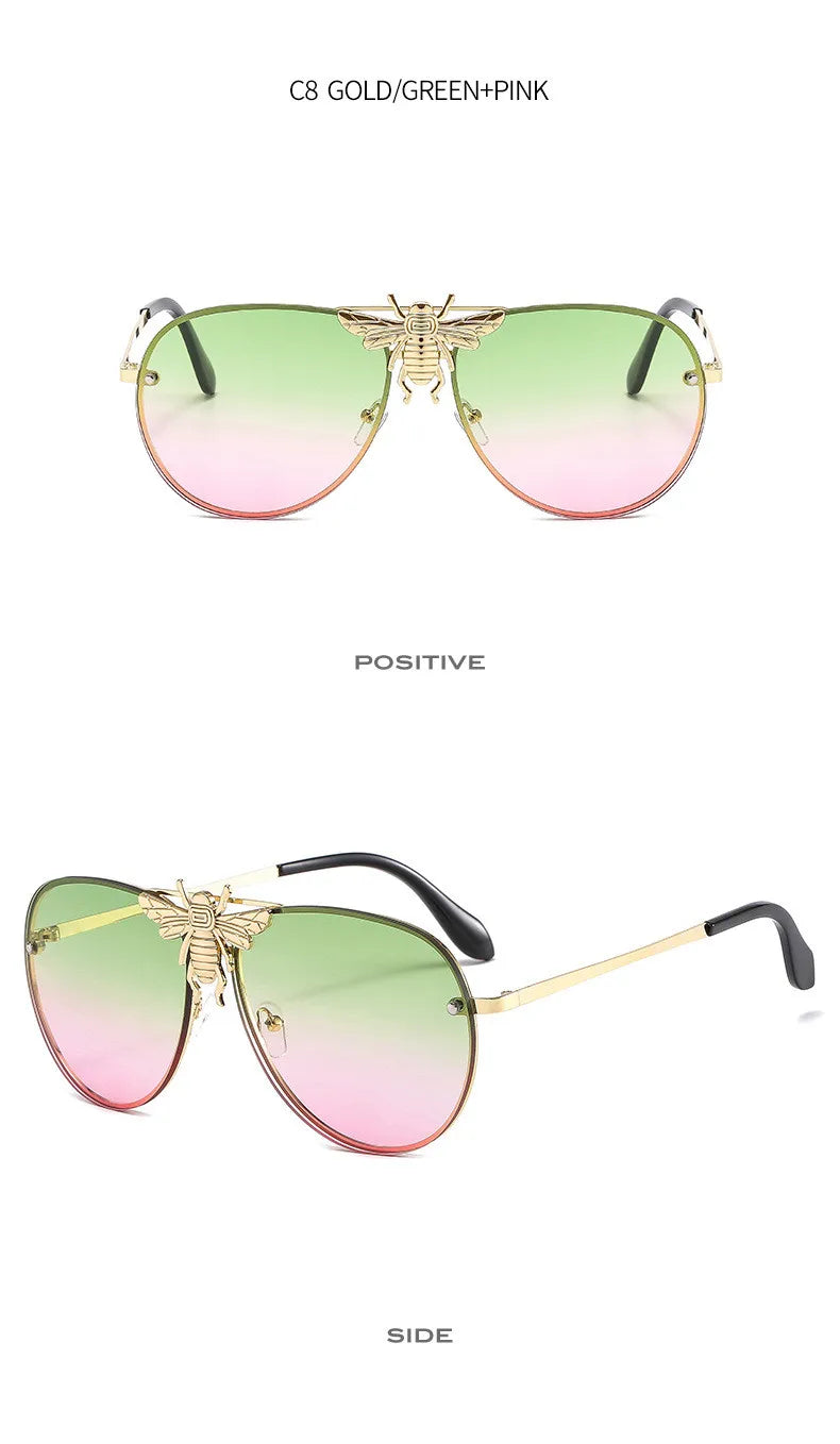 2022 Fashion Modern Oversized Sunglasses For Women Men Luxury Designer Sun Glasses Bee Decoration Trengding Shades UV400