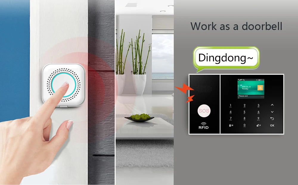 Wireless Home Alarm System Phone 4G Wifi Residential alarm Tuya Smart Home Child Safety protection Anti-theft Camera automation