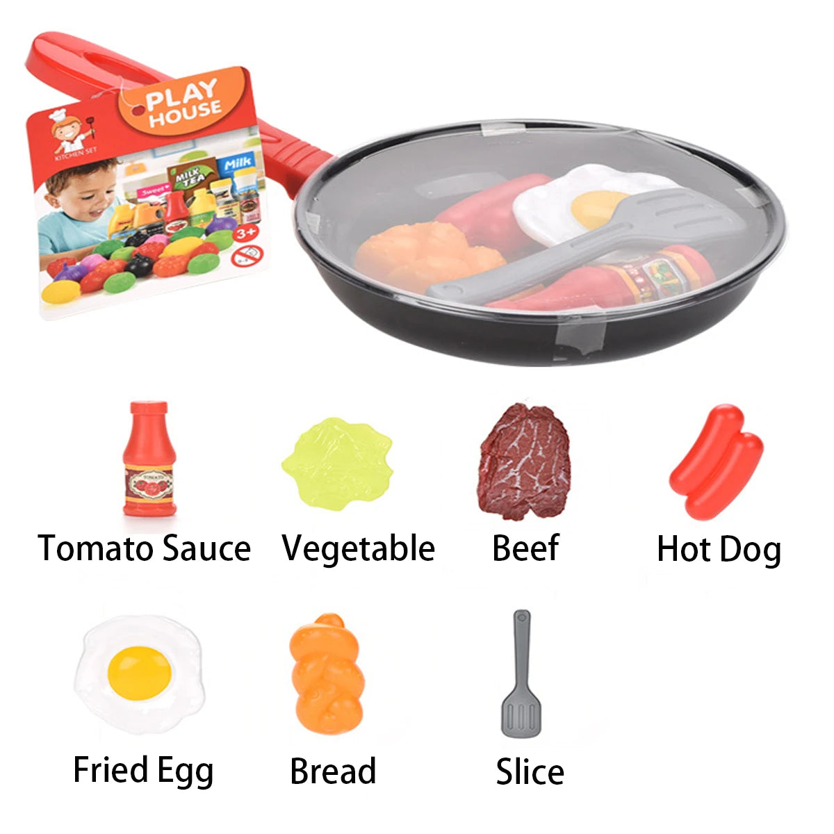 8PCS Kitchen Food Toys for Kids Simulation Kitchenware Pretend Play Steak Vegetable Pot Bread Hot Dog Food Children Girl Toy