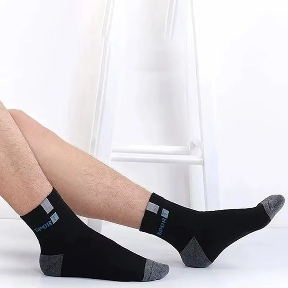 2/5/10 Pairs Men Knitted Anti Odor Round Neck Socks Sports Sweat Absorbing Breathable Soft Comfortable Business Casual Socks
