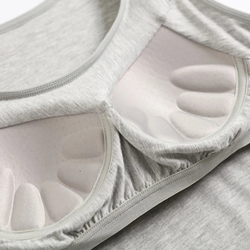 2024 Women's Vest Tops With Built In Bra Neck Vest Padded Slim Fit Tank Tops Sexy Shirts With Chest Pad Feminino Casual
