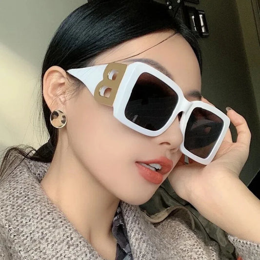 Women's Sunglasses Large Frame Square B Letter Trendy Vintage Fashionable Wear For Gatherings, Outdoor Driving UV400 Shades