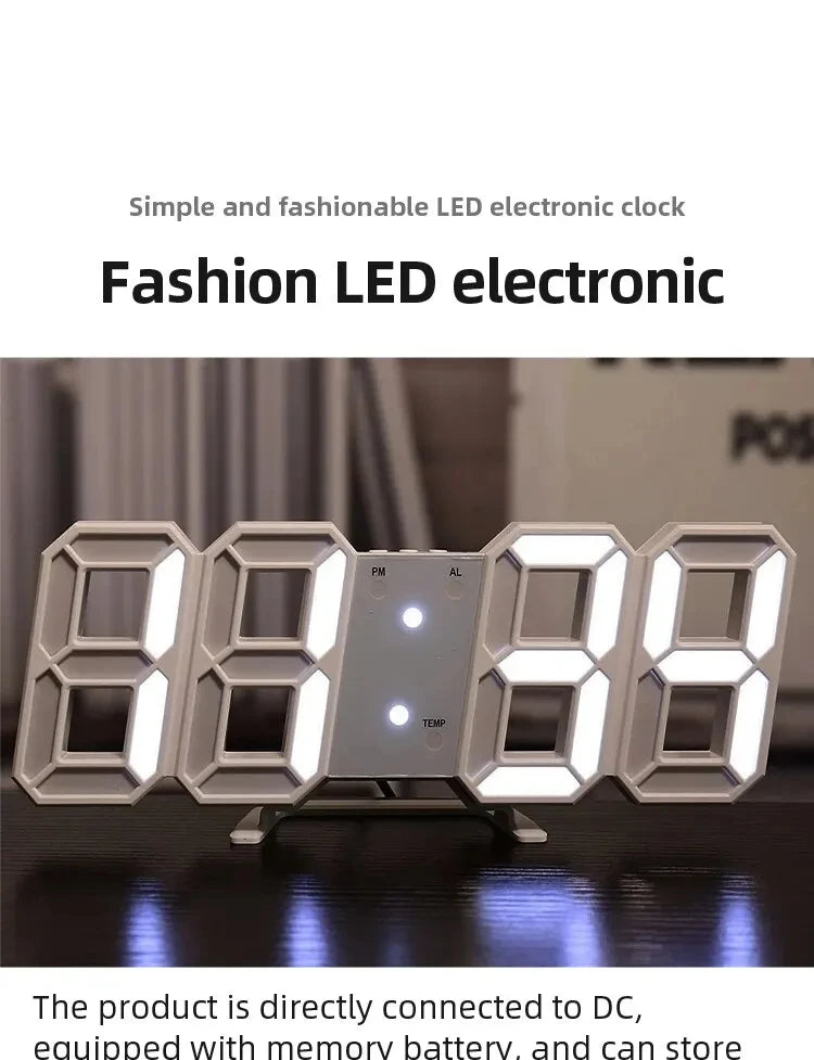 3D Digital Wall Clock Decoration for Home Glow Night Mode Adjustable Electronic Watch Living Room LED Clock Decor Clocks Garden