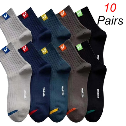 2/5/10 Pairs Men Knitted Anti Odor Round Neck Socks Sports Sweat Absorbing Breathable Soft Comfortable Business Casual Socks
