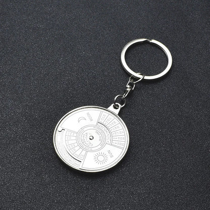 50 Years Perpetual Calendar Keychain Silver Alloy Keyring Key Decoration 8OU9 Car Keychain