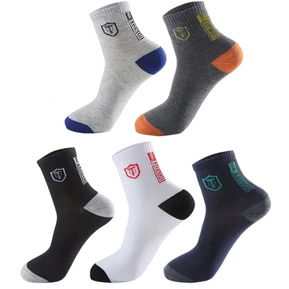 2/5/10 Pairs Men Knitted Anti Odor Round Neck Socks Sports Sweat Absorbing Breathable Soft Comfortable Business Casual Socks