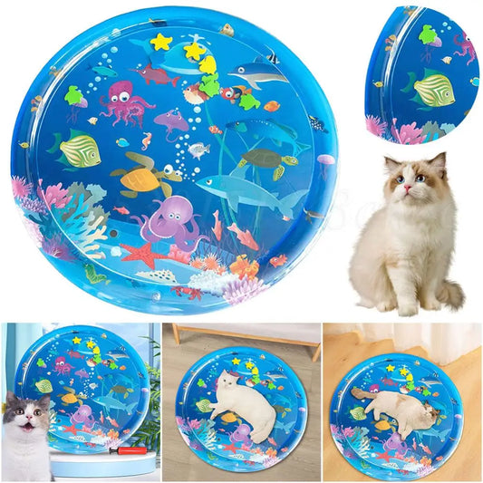 Water Play Mat For Cats Water Mat For Cat And Dog Thickened Water Sensory Playmat Pet Play Water Sensory Pad Summer Cooling Pet