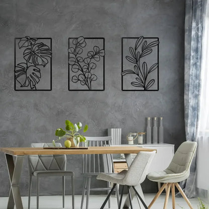 Gorgeous Gold & Black Metal Wall Decor: Large Minimalist Modern Boho Art. Abstract Flower & Leaf for Bedroom & Living Room.