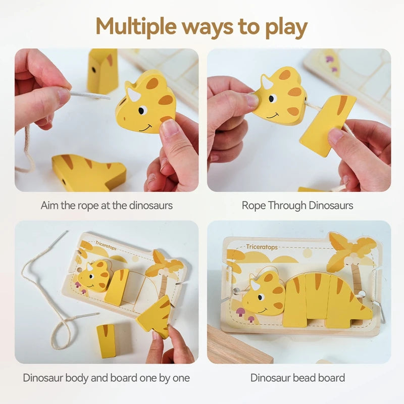 Baby Animal Threading Toys Wooden Stacking Toys Blocks Board Games Wooden Toys Baby Animal Stringing Threading Beads Toys Gift