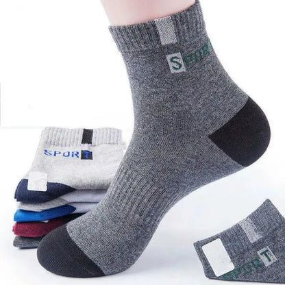 2/5/10 Pairs Men Knitted Anti Odor Round Neck Socks Sports Sweat Absorbing Breathable Soft Comfortable Business Casual Socks