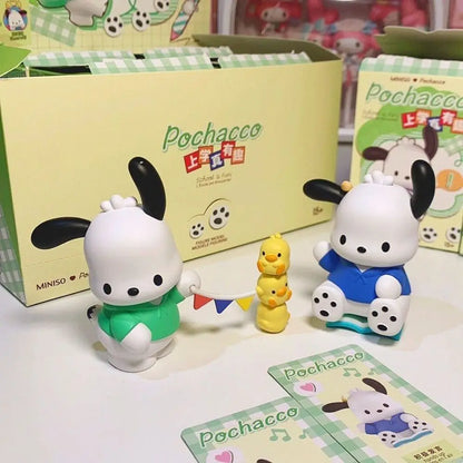 Sanrio Pochacco Go To School Cartoon Anime Figure Doll Model Decorate Action Figures Hobbies Children's Toys Christmas Gift