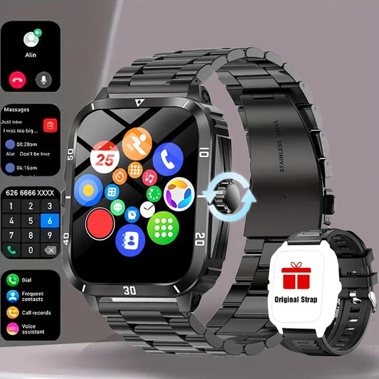 2025 New Smart Watch Sports Style USB Charging Alloy Case Stainless Steel Strap Wireless With Call Reminder Weather Function