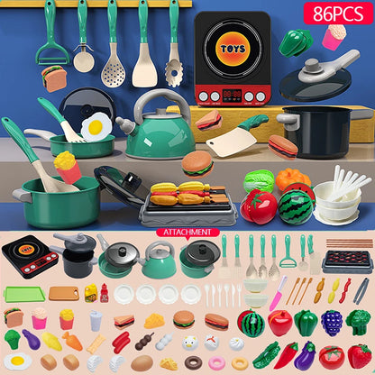 Kids Kitchen Toy Set - Pretend to play with cooking POTS, stoves and other food toys - for boys and girls ages 3-6!
