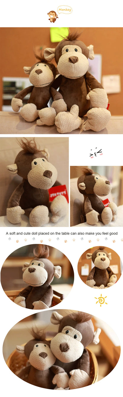 25CM Kawaii Jungle Animal Plush Toys Forest Animal Plush Dog Zebra Elephant Lion Fox Giraffe Children's Toys Doll Birthday Gift