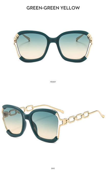 Designer Overisze Sunglasses For Woman Black Women's Fashion Metal Party Sun Glasses Big Frame Sale With Case Brown Green Red