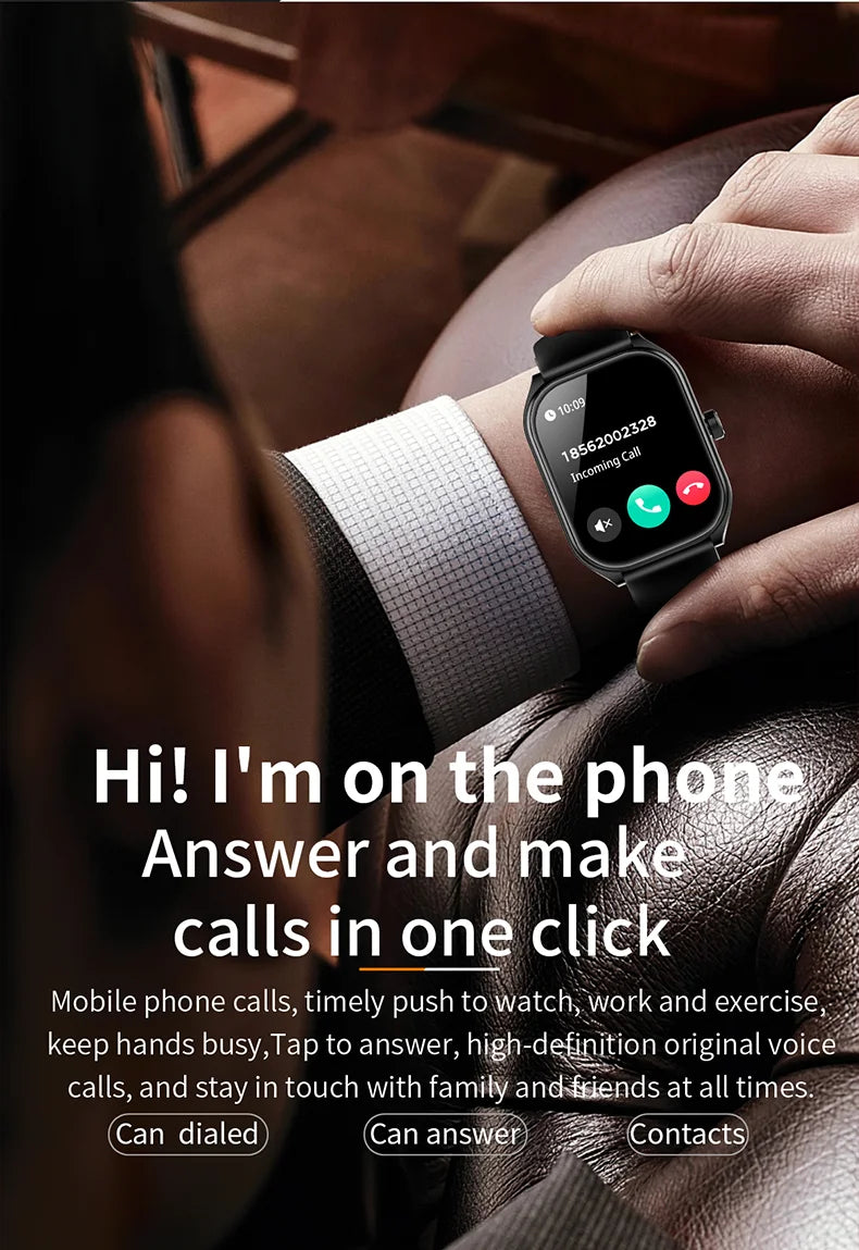 2025 Smart Watch 2.01" IPS HD Display | IP68 Waterproof | Bluetooth 5.3 | 3D Curved Glass | Smart Features:Voice Assistant