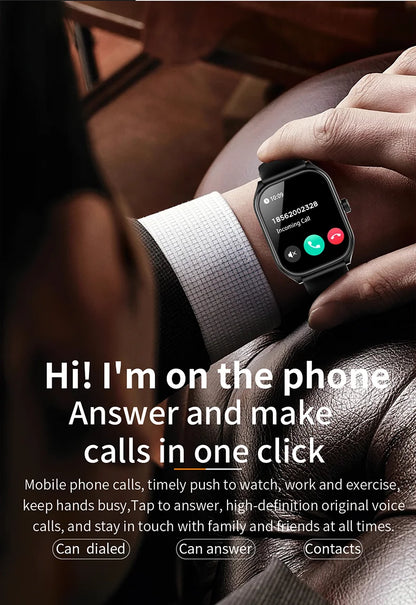 2025 Smart Watch 2.01" IPS HD Display | IP68 Waterproof | Bluetooth 5.3 | 3D Curved Glass | Smart Features:Voice Assistant