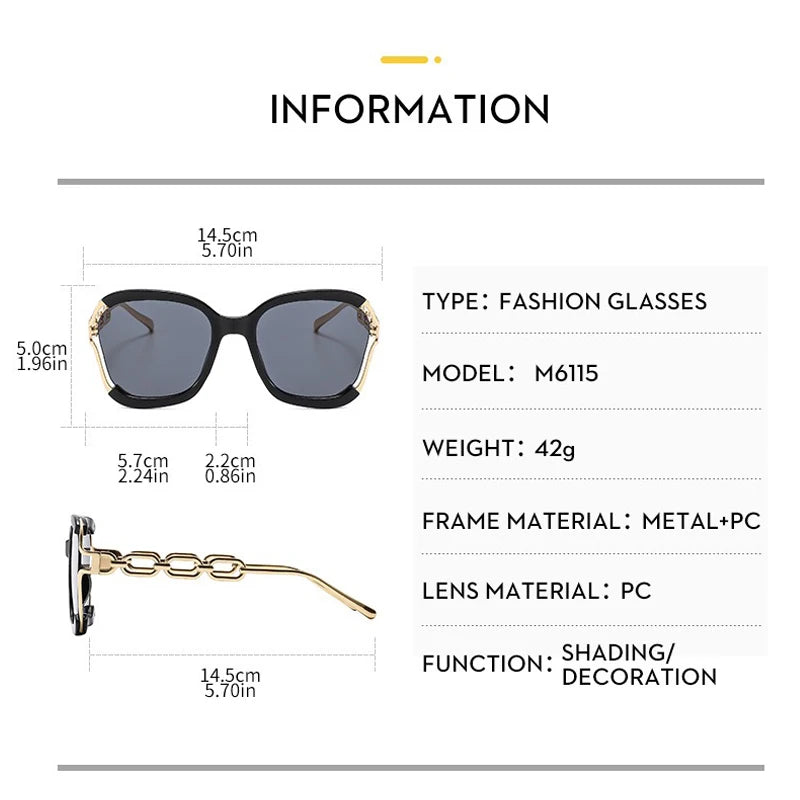Designer Overisze Sunglasses For Woman Black Women's Fashion Metal Party Sun Glasses Big Frame Sale With Case Brown Green Red