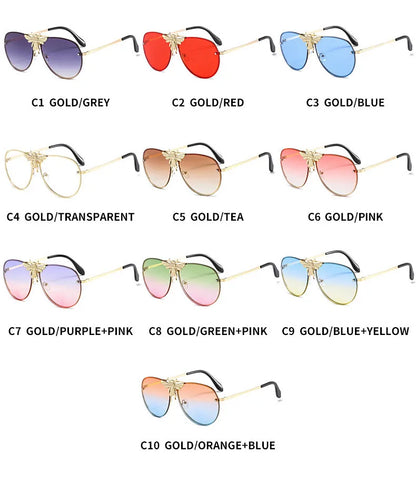2022 Fashion Modern Oversized Sunglasses For Women Men Luxury Designer Sun Glasses Bee Decoration Trengding Shades UV400